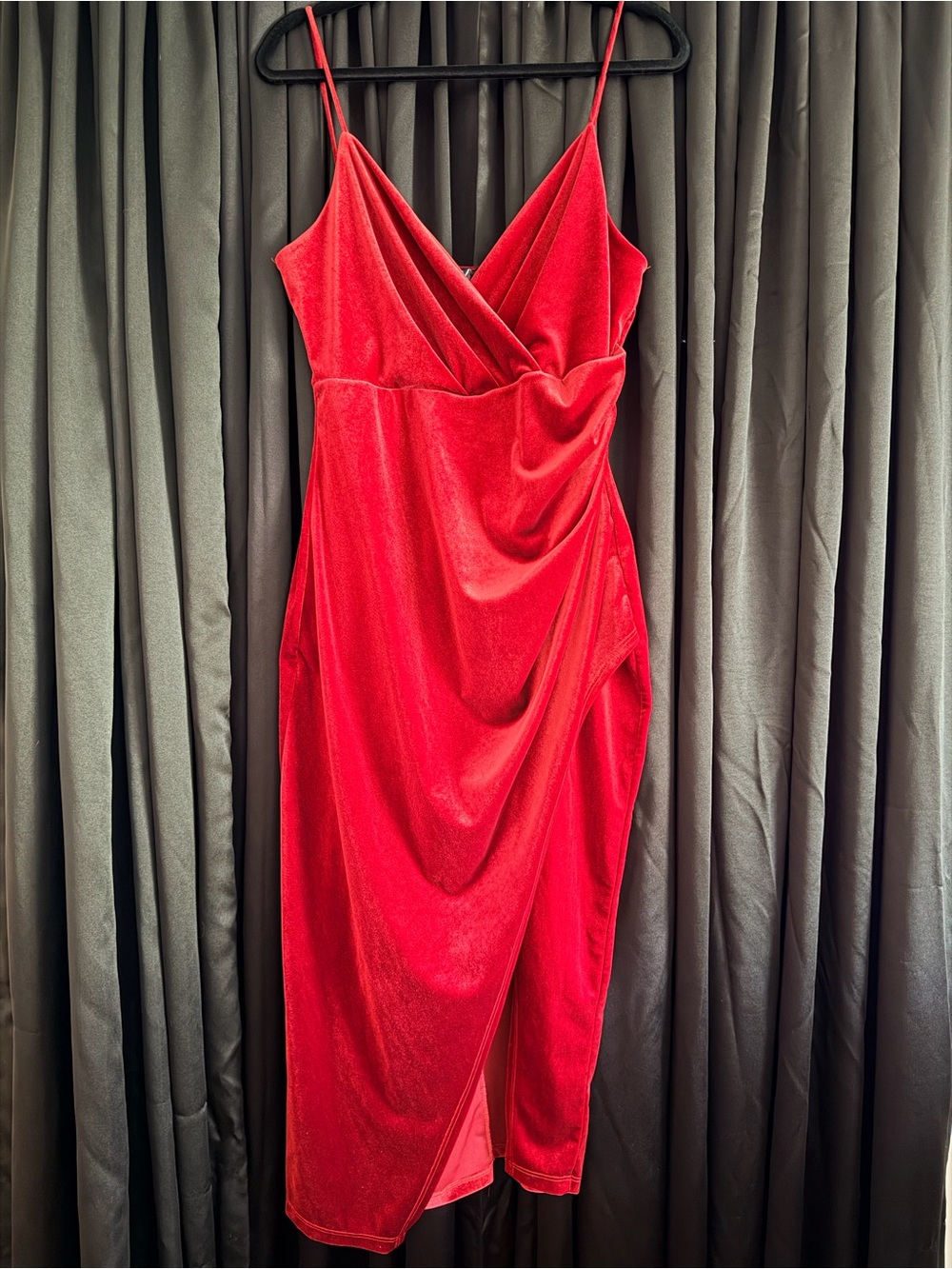 Red velvet cocktail dress